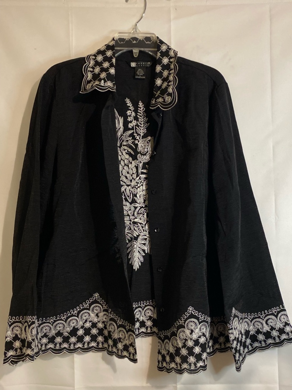 Carole Little Black Textured Jacket with Subtle Stitch Detail